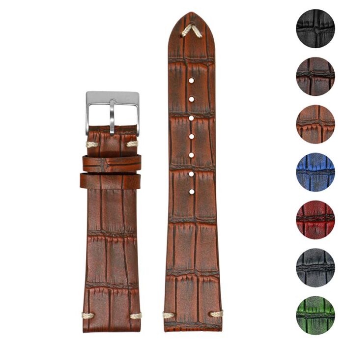 ds20.3 Gallery Tan DASSARI Vintage Alligator Leather Watch Band Strap 18mm 19mm 20mm 21mm 22mm 24mm 1