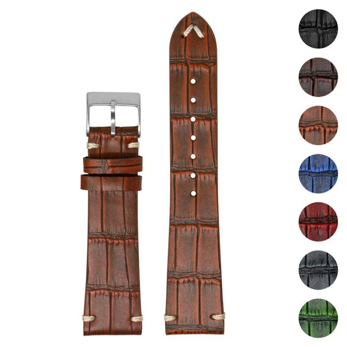 ds20.3 Gallery Tan DASSARI Vintage Alligator Leather Watch Band Strap 18mm 19mm 20mm 21mm 22mm 24mm 1