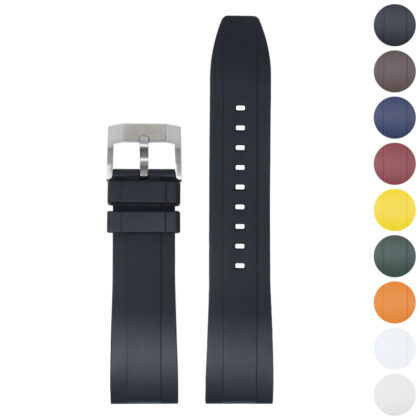 fk1.1.bs Gallery Black (Brushed Silver Buckle) DASSARI FKM Rubber Quick Release Watch Band Strap