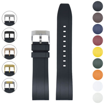 Fk1.bs Gallery Black Polished Silver Buckle DASSARI FKM Rubber Quick Release Watch Band Strap.jpg