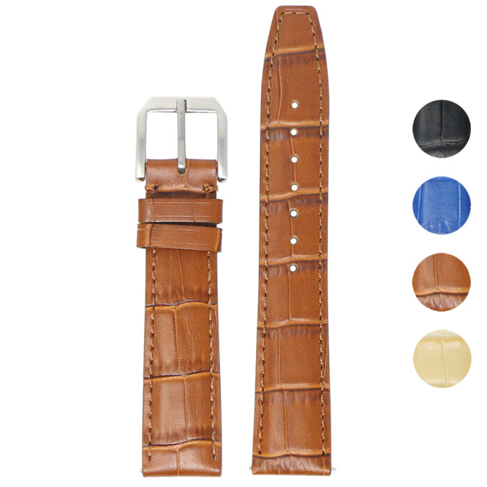iw8 Gallery DASSARI Croc Embossed Leather Watch Band Strap 20mm 21mm 22mm