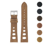 DASSARI Distressed Leather Rally Watch Strap Band ra7.1 Black Gallery 1