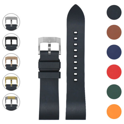 fk2.1.bs Gallery Black DASSARI Smooth FKM Rubber Quick Release Watch Strap with Brushed Silver Buckle