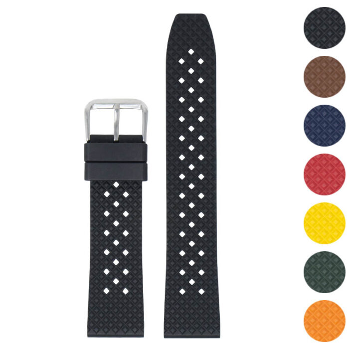 fk3.1 Gallery Black DASSARI Textured FKM Rubber Watch Band 18mm 20mm 22mm 24mm Quick Release Strap 1