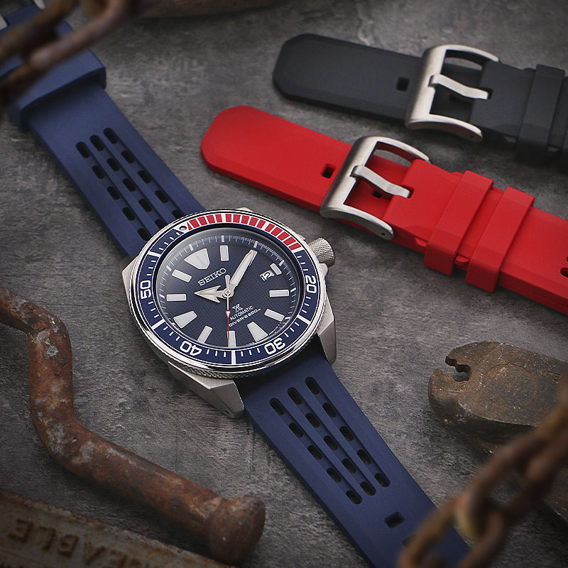 Perforated rubber watch strap hotsell