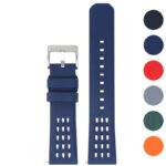 fk17.5 Gallery Blue DASSARI Flex Perforated FKM Rubber Watch Band Strap 20mm 22mm